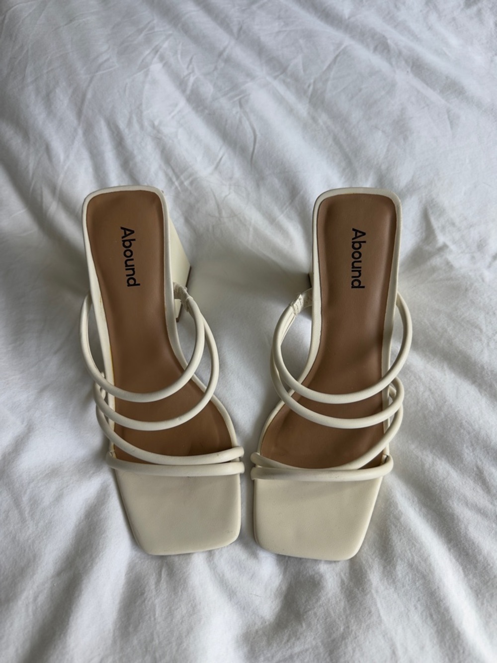 Abound Women's Cream Strappy Square-Toe Heels